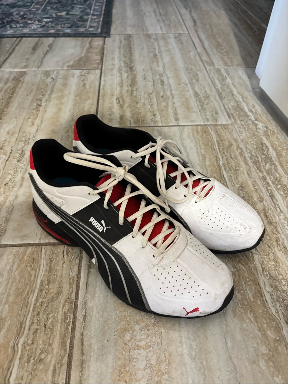 Puma Men’s White Black Red Low-Top Sneakers